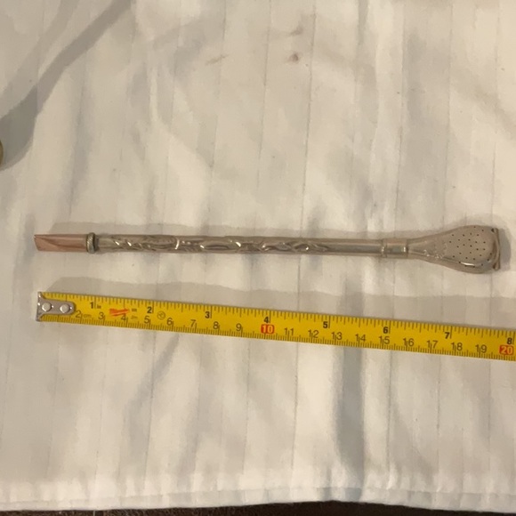 Antique Tea Straw Diffuser Alpaca Silver INDUSTRIA ARGENTINA 7 - Picture 4 of 4